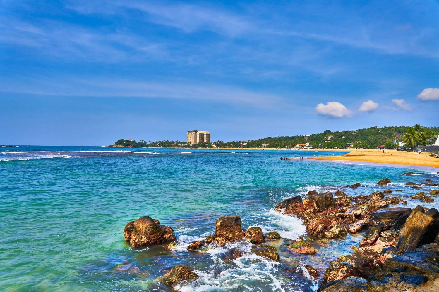 A Resort In The Distance On Unawatuna Beach