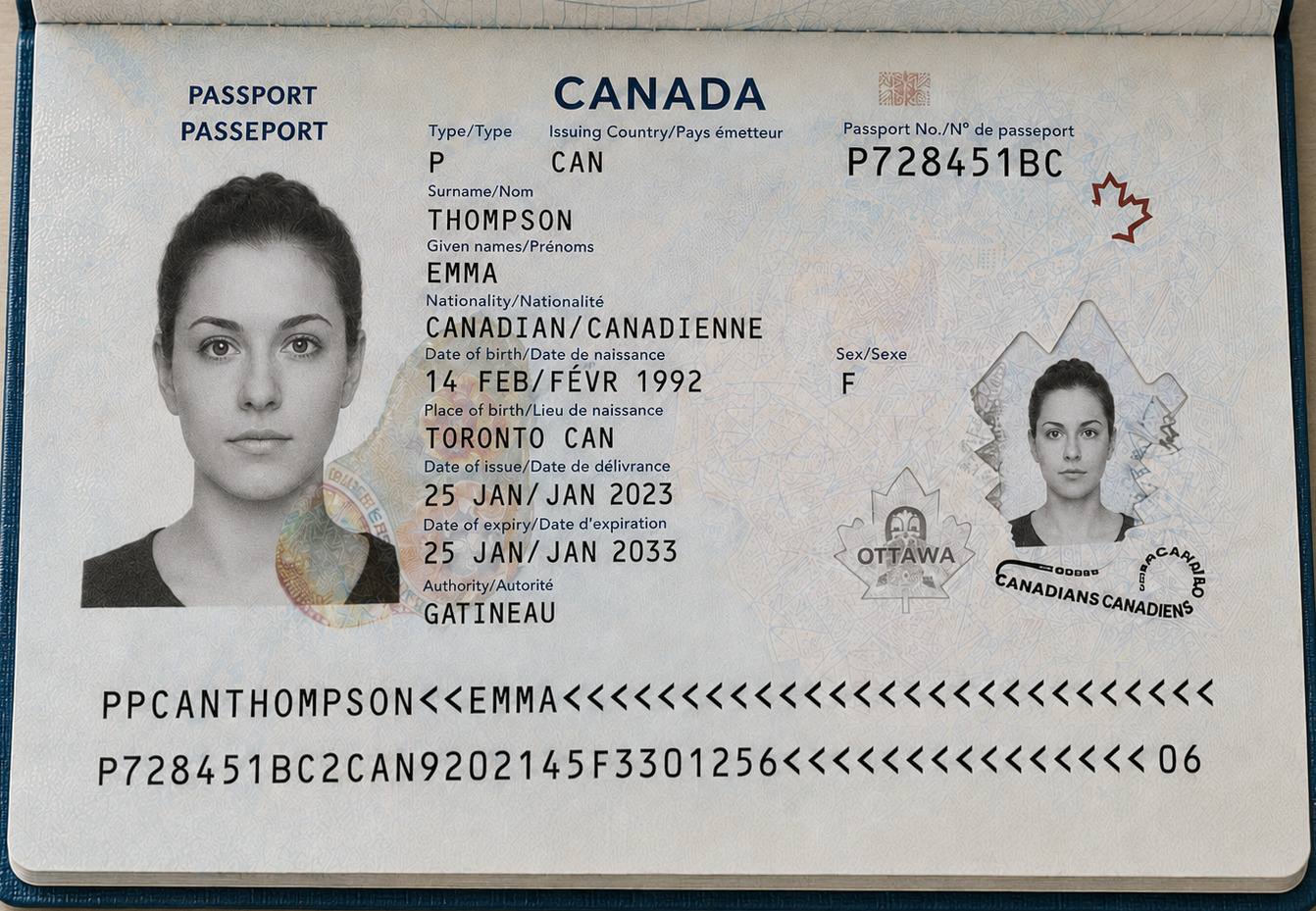 Passport Bio Page Sample Image