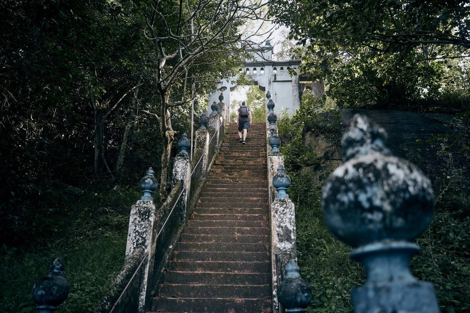 Stairs leading to a temple in Sri Lanka