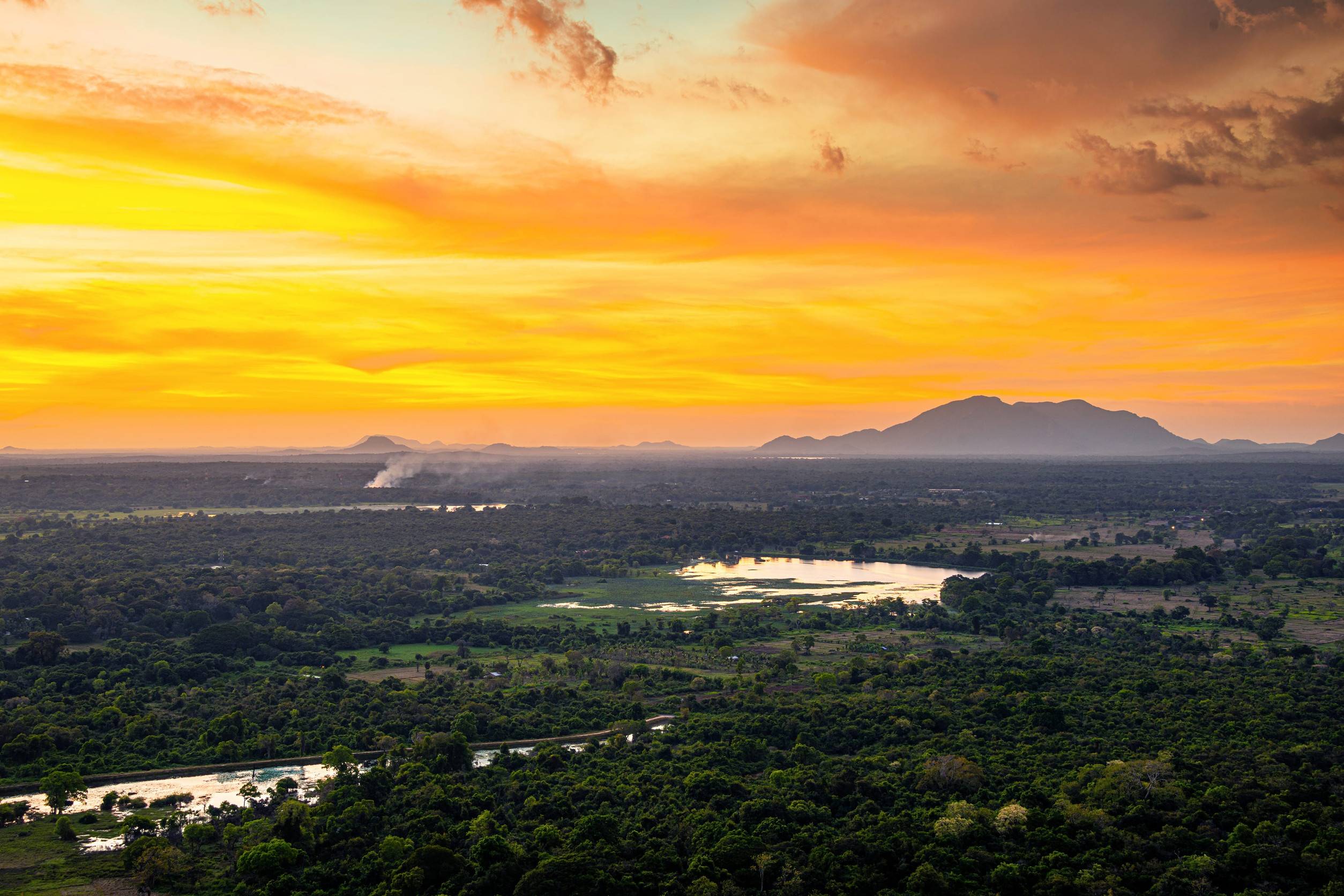 Sunset taking place in Sigiriya