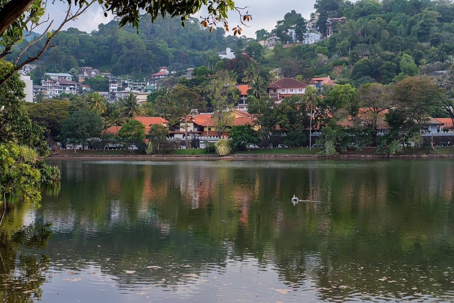 View of Kandy with a lake in Sri Lanka